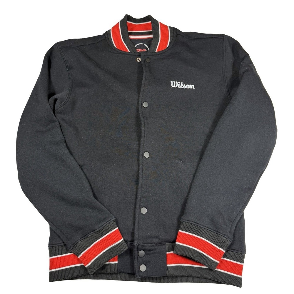 Wilson Athletic Dept Varsity Fleece Snap Button Sweater Jacket Large